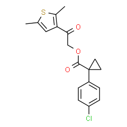 ChemSpider 2D Image | 2-(2,5-Dimethyl-3-thienyl)-2-oxoethyl 1-(4-chlorophenyl)cyclopropanecarboxylate | C18H17ClO3S