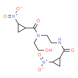 ChemSpider 2D Image | N-(2-Hydroxyethyl)-2-nitro-N-(2-{[(2-nitrocyclopropyl)carbonyl]amino}ethyl)cyclopropanecarboxamide | C12H18N4O7