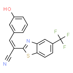 ChemSpider 2D Image | (2Z)-3-(3-Hydroxyphenyl)-2-[5-(trifluoromethyl)-1,3-benzothiazol-2-yl]acrylonitrile | C17H9F3N2OS