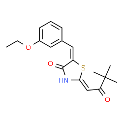 ChemSpider 2D Image | (2Z,5E)-2-(3,3-Dimethyl-2-oxobutylidene)-5-(3-ethoxybenzylidene)-1,3-thiazolidin-4-one | C18H21NO3S