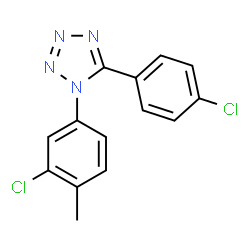ChemSpider 2D Image | 1-(3-Chloro-4-methylphenyl)-5-(4-chlorophenyl)-1H-tetrazole | C14H10Cl2N4