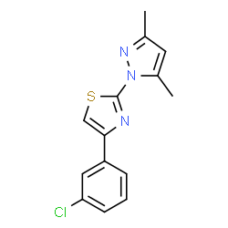 ChemSpider 2D Image | 4-(3-Chloro-phenyl)-2-(3,5-dimethyl-pyrazol-1-yl)-thiazole | C14H12ClN3S