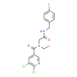 ChemSpider 2D Image | 5,6-Dichloro-N-ethyl-N-{2-[(4-fluorobenzyl)amino]-2-oxoethyl}nicotinamide | C17H16Cl2FN3O2