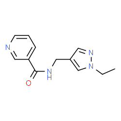 ChemSpider 2D Image | N-[(1-Ethyl-1H-pyrazol-4-yl)methyl]nicotinamide | C12H14N4O