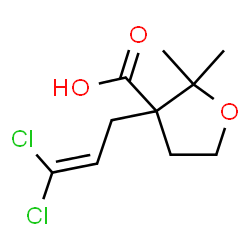 ChemSpider 2D Image | 3-(3,3-Dichloro-2-propen-1-yl)-2,2-dimethyltetrahydro-3-furancarboxylic acid | C10H14Cl2O3