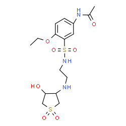 ChemSpider 2D Image | N-[4-Ethoxy-3-({2-[(4-hydroxy-1,1-dioxidotetrahydro-3-thiophenyl)amino]ethyl}sulfamoyl)phenyl]acetamide | C16H25N3O7S2