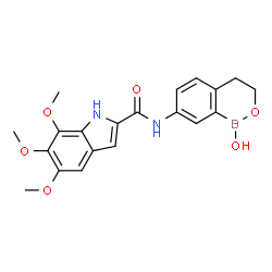 ChemSpider 2D Image | N-(1-Hydroxy-3,4-dihydro-1H-2,1-benzoxaborinin-7-yl)-5,6,7-trimethoxy-1H-indole-2-carboxamide | C20H21BN2O6