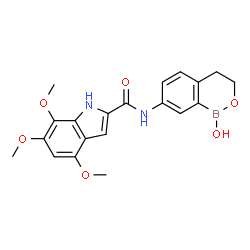ChemSpider 2D Image | N-(1-Hydroxy-3,4-dihydro-1H-2,1-benzoxaborinin-7-yl)-4,6,7-trimethoxy-1H-indole-2-carboxamide | C20H21BN2O6