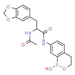 ChemSpider 2D Image | N~2~-Acetyl-3-(1,3-benzodioxol-5-yl)-N-(1-hydroxy-3,4-dihydro-1H-2,1-benzoxaborinin-7-yl)alaninamide | C20H21BN2O6