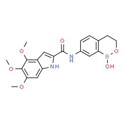 ChemSpider 2D Image | N-(1-Hydroxy-3,4-dihydro-1H-2,1-benzoxaborinin-7-yl)-4,5,6-trimethoxy-1H-indole-2-carboxamide | C20H21BN2O6