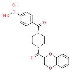 ChemSpider 2D Image | (4-{[4-(2,3-Dihydro-1,4-benzodioxin-2-ylcarbonyl)-1-piperazinyl]carbonyl}phenyl)boronic acid | C20H21BN2O6