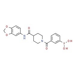 ChemSpider 2D Image | (3-{[4-(1,3-Benzodioxol-5-ylcarbamoyl)-1-piperidinyl]carbonyl}phenyl)boronic acid | C20H21BN2O6