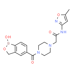 ChemSpider 2D Image | 2-{4-[(1-Hydroxy-1,3-dihydro-2,1-benzoxaborol-5-yl)carbonyl]-1-piperazinyl}-N-(5-methyl-1,2-oxazol-3-yl)acetamide | C18H21BN4O5