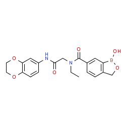 ChemSpider 2D Image | N-[2-(2,3-Dihydro-1,4-benzodioxin-6-ylamino)-2-oxoethyl]-N-ethyl-1-hydroxy-1,3-dihydro-2,1-benzoxaborole-6-carboxamide | C20H21BN2O6