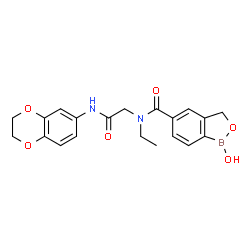 ChemSpider 2D Image | N-[2-(2,3-Dihydro-1,4-benzodioxin-6-ylamino)-2-oxoethyl]-N-ethyl-1-hydroxy-1,3-dihydro-2,1-benzoxaborole-5-carboxamide | C20H21BN2O6
