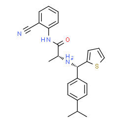 ChemSpider 2D Image | (2R)-1-[(2-Cyanophenyl)amino]-N-[(S)-(4-isopropylphenyl)(2-thienyl)methyl]-1-oxo-2-propanaminium | C24H26N3OS