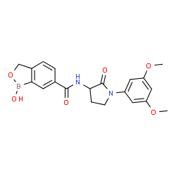 ChemSpider 2D Image | N-[1-(3,5-Dimethoxyphenyl)-2-oxo-3-pyrrolidinyl]-1-hydroxy-1,3-dihydro-2,1-benzoxaborole-6-carboxamide | C20H21BN2O6
