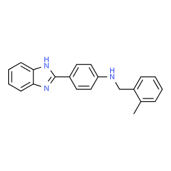 ChemSpider 2D Image | 4-(1H-Benzimidazol-2-yl)-N-(2-methylbenzyl)aniline | C21H19N3