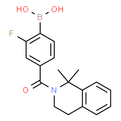 ChemSpider 2D Image | {4-[(1,1-Dimethyl-3,4-dihydro-2(1H)-isoquinolinyl)carbonyl]-2-fluorophenyl}boronic acid | C18H19BFNO3