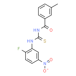 ChemSpider 2D Image | N-[(2-Fluoro-5-nitrophenyl)carbamothioyl]-3-methylbenzamide | C15H12FN3O3S