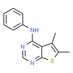 ChemSpider 2D Image | 5,6-Dimethyl-N-phenylthieno[2,3-d]pyrimidin-4-amine | C14H13N3S