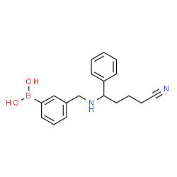 ChemSpider 2D Image | (3-{[(4-Cyano-1-phenylbutyl)amino]methyl}phenyl)boronic acid | C18H21BN2O2