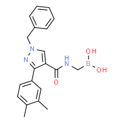 ChemSpider 2D Image | [({[1-Benzyl-3-(3,4-dimethylphenyl)-1H-pyrazol-4-yl]carbonyl}amino)methyl]boronic acid | C20H22BN3O3