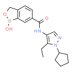 ChemSpider 2D Image | N-(1-Cyclopentyl-5-ethyl-1H-pyrazol-4-yl)-1-hydroxy-1,3-dihydro-2,1-benzoxaborole-6-carboxamide | C18H22BN3O3