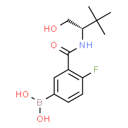 ChemSpider 2D Image | (4-Fluoro-3-{[(2S)-1-hydroxy-3,3-dimethyl-2-butanyl]carbamoyl}phenyl)boronic acid | C13H19BFNO4