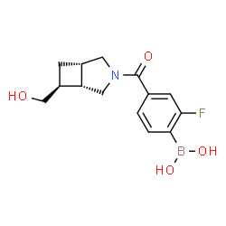 ChemSpider 2D Image | (2-Fluoro-4-{[(1S,5S,6S)-6-(hydroxymethyl)-3-azabicyclo[3.2.0]hept-3-yl]carbonyl}phenyl)boronic acid | C14H17BFNO4