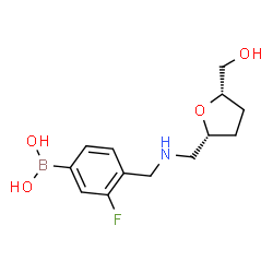 ChemSpider 2D Image | 2,5-Anhydro-1,3,4-trideoxy-1-{[4-(dihydroxyboryl)-2-fluorobenzyl]amino}-D-erythro-hexitol | C13H19BFNO4