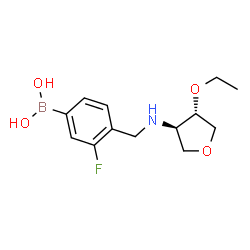 ChemSpider 2D Image | [4-({[(3R,4S)-4-Ethoxytetrahydro-3-furanyl]amino}methyl)-3-fluorophenyl]boronic acid | C13H19BFNO4
