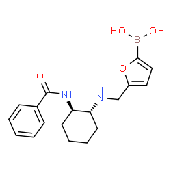 ChemSpider 2D Image | [5-({[(1R,2R)-2-(Benzoylamino)cyclohexyl]amino}methyl)-2-furyl]boronic acid | C18H23BN2O4