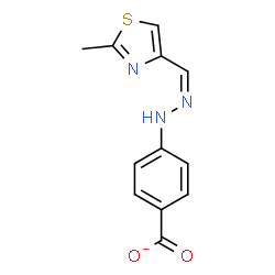 ChemSpider 2D Image | 4-{(2Z)-2-[(2-Methyl-1,3-thiazol-4-yl)methylene]hydrazino}benzoate | C12H10N3O2S