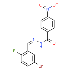 ChemSpider 2D Image | N'-[(Z)-(5-Bromo-2-fluorophenyl)methylene]-4-nitrobenzohydrazide | C14H9BrFN3O3