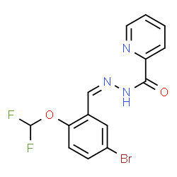 ChemSpider 2D Image | N'-{(Z)-[5-Bromo-2-(difluoromethoxy)phenyl]methylene}-2-pyridinecarbohydrazide | C14H10BrF2N3O2