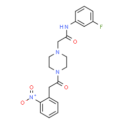 ChemSpider 2D Image | N-(3-Fluorophenyl)-2-{4-[(2-nitrophenyl)acetyl]-1-piperazinyl}acetamide | C20H21FN4O4