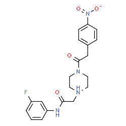 ChemSpider 2D Image | 1-{2-[(3-Fluorophenyl)amino]-2-oxoethyl}-4-[(4-nitrophenyl)acetyl]piperazin-1-ium | C20H22FN4O4