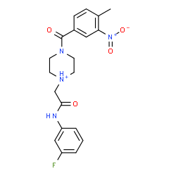 ChemSpider 2D Image | 1-{2-[(3-Fluorophenyl)amino]-2-oxoethyl}-4-(4-methyl-3-nitrobenzoyl)piperazin-1-ium | C20H22FN4O4