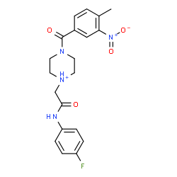 ChemSpider 2D Image | 1-{2-[(4-Fluorophenyl)amino]-2-oxoethyl}-4-(4-methyl-3-nitrobenzoyl)piperazin-1-ium | C20H22FN4O4