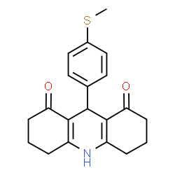 ChemSpider 2D Image | 9-[4-(Methylsulfanyl)phenyl]-3,4,6,7,9,10-hexahydro-1,8(2H,5H)-acridinedione | C20H21NO2S