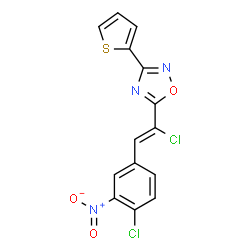 ChemSpider 2D Image | 5-[(Z)-1-Chloro-2-(4-chloro-3-nitrophenyl)vinyl]-3-(2-thienyl)-1,2,4-oxadiazole | C14H7Cl2N3O3S