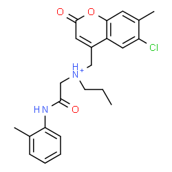 ChemSpider 2D Image | N-[(6-Chloro-7-methyl-2-oxo-2H-chromen-4-yl)methyl]-N-{2-[(2-methylphenyl)amino]-2-oxoethyl}-1-propanaminium | C23H26ClN2O3