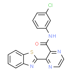ChemSpider 2D Image | 3-(1,3-Benzothiazol-2-yl)-N-(3-chlorophenyl)-2-pyrazinecarboxamide | C18H11ClN4OS