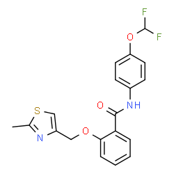 ChemSpider 2D Image | N-[4-(Difluoromethoxy)phenyl]-2-[(2-methyl-1,3-thiazol-4-yl)methoxy]benzamide | C19H16F2N2O3S