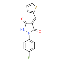 ChemSpider 2D Image | (4E)-1-(4-Fluorophenyl)-4-(2-thienylmethylene)-3,5-pyrazolidinedione | C14H9FN2O2S