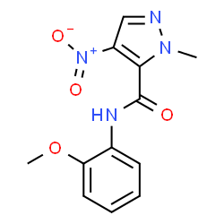 ChemSpider 2D Image | N-(2-Methoxyphenyl)-1-methyl-4-nitro-1H-pyrazole-5-carboxamide | C12H12N4O4