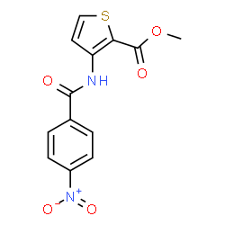 ChemSpider 2D Image | Methyl 3-[(4-nitrobenzoyl)amino]-2-thiophenecarboxylate | C13H10N2O5S