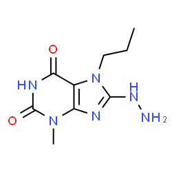 ChemSpider 2D Image | 8-Hydrazino-3-methyl-7-propyl-3,7-dihydro-1H-purine-2,6-dione | C9H14N6O2