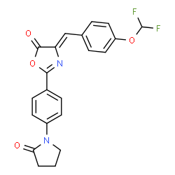 ChemSpider 2D Image | (4Z)-4-[4-(Difluoromethoxy)benzylidene]-2-[4-(2-oxo-1-pyrrolidinyl)phenyl]-1,3-oxazol-5(4H)-one | C21H16F2N2O4